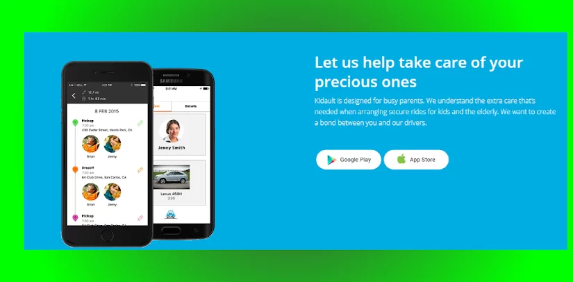 Taxi booking with live streaming for Kidault